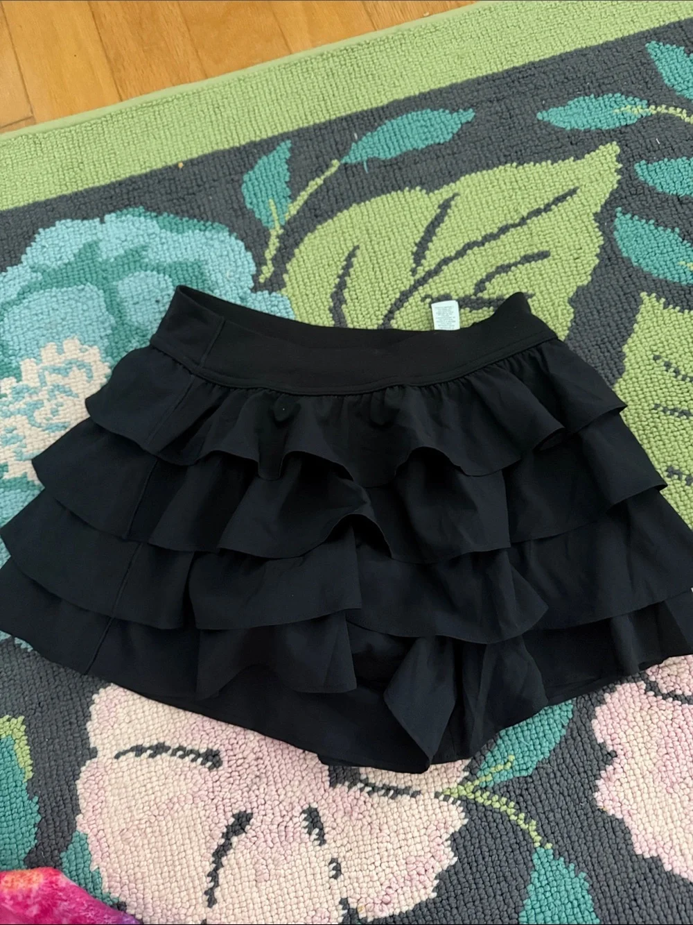 aerie Black Layered Ruffle Shorts